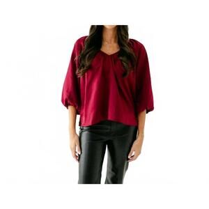NEW DOUBLE A beatrice top in beet red